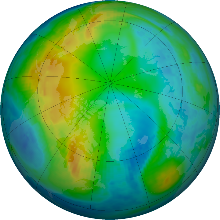 Arctic ozone map for 19 November 1989